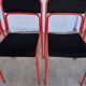 Set of 4 1970s Red & Black Metal Chair: Space Age Stackable Dining Chair