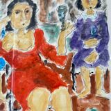 Watercolor drawing signed Chanco