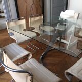 Table Idéee 2000 Eurosteel pied en métal plateau en verre