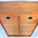Double curtain file cabinet, 1950s, light oak