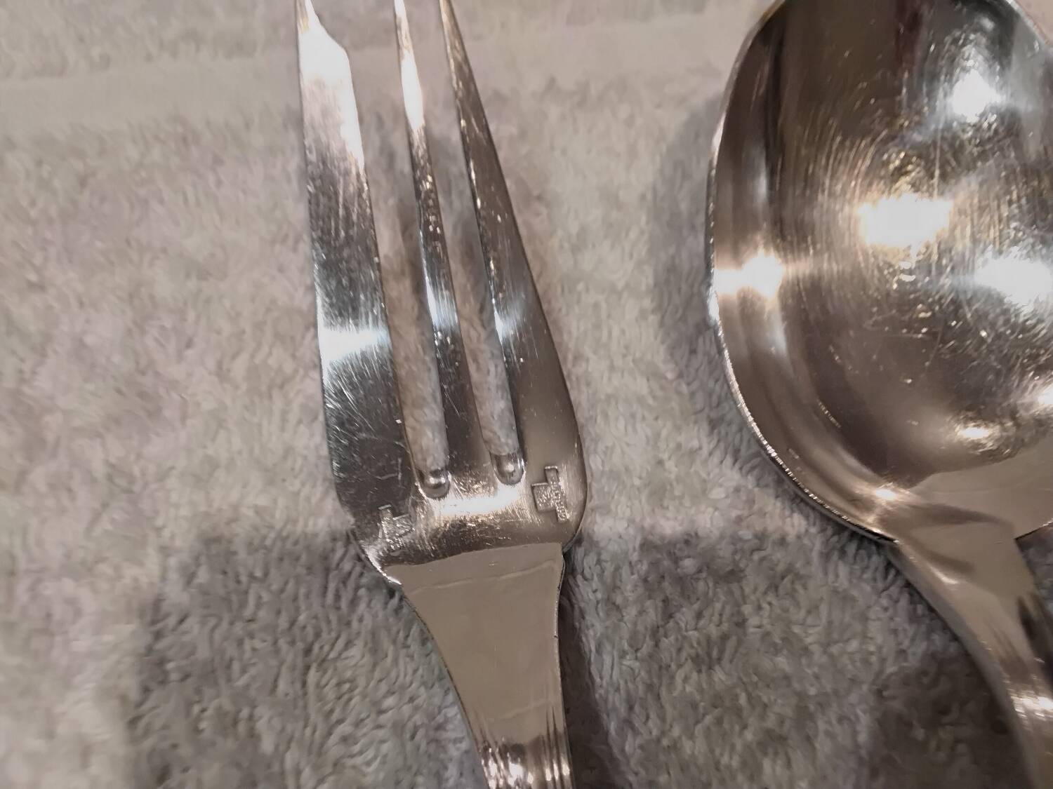 Fourchette cuillere a ragout métal argenté orfèvre Christofle Spatours