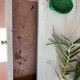 Petite table en bois d’appoint vintage 50 vert sauge