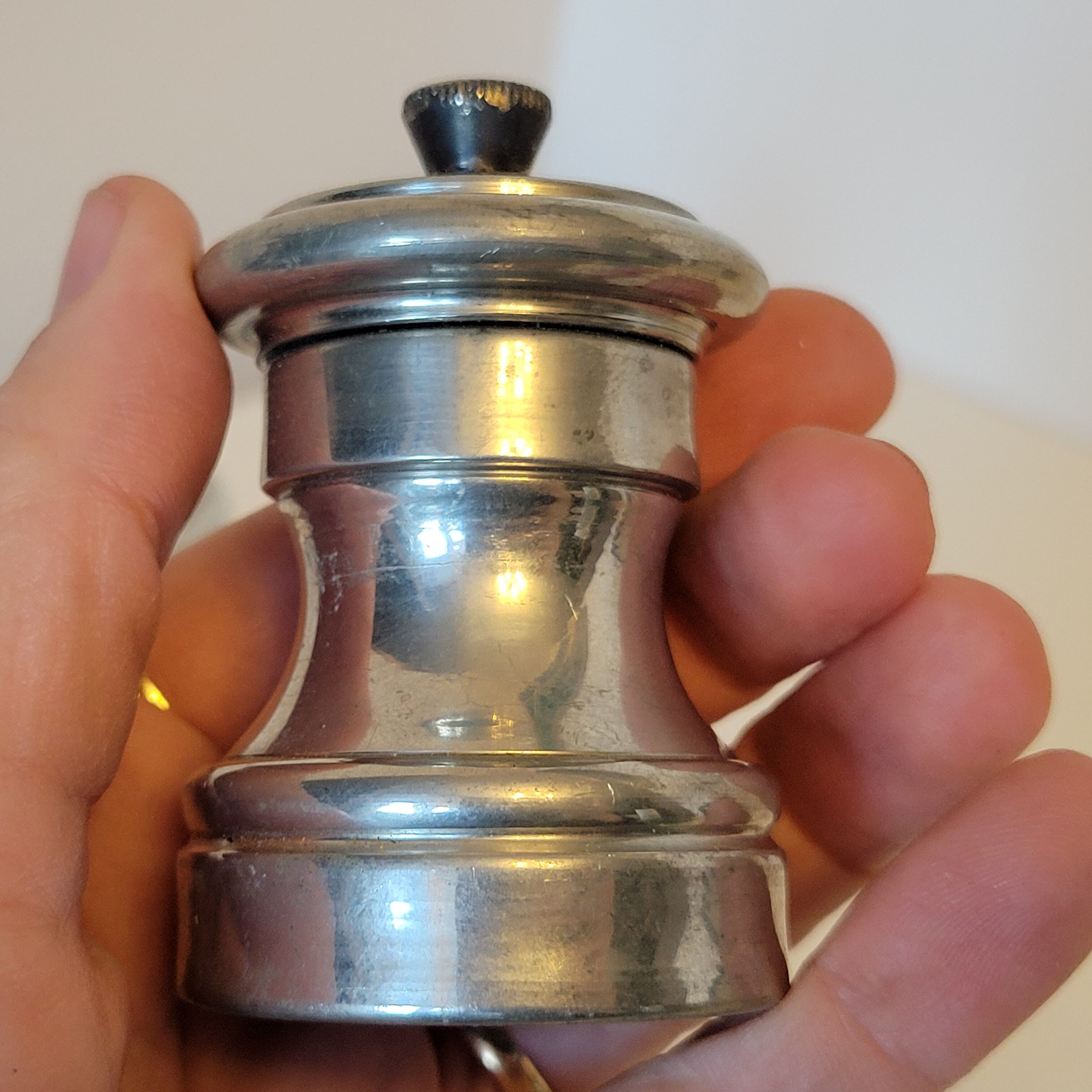 Vintage silver metal table salt shaker and pepper shaker Italy Raimond