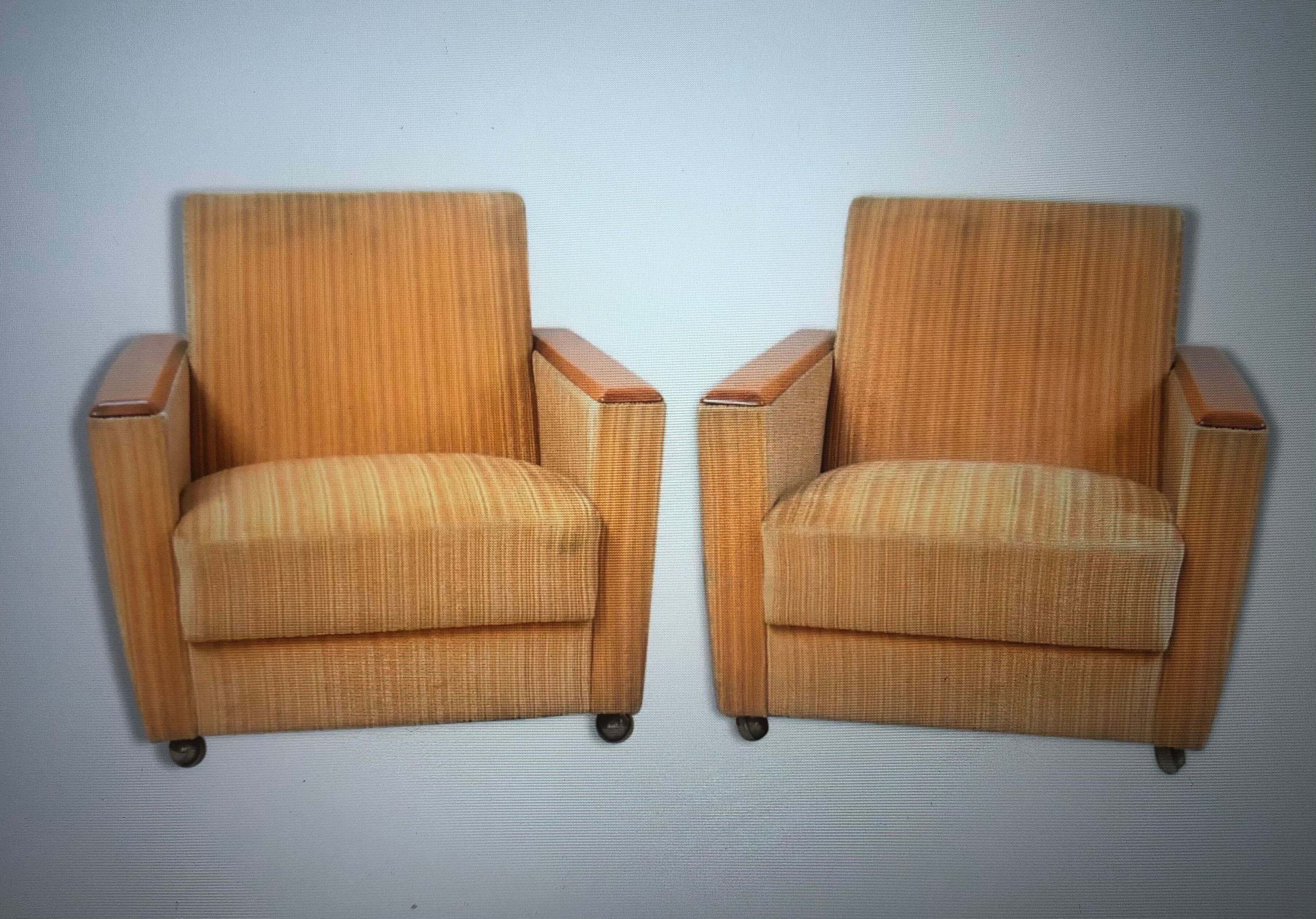 Yellow velvet armchairs and vintage wood 60s