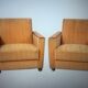 Yellow velvet armchairs and vintage wood 60s