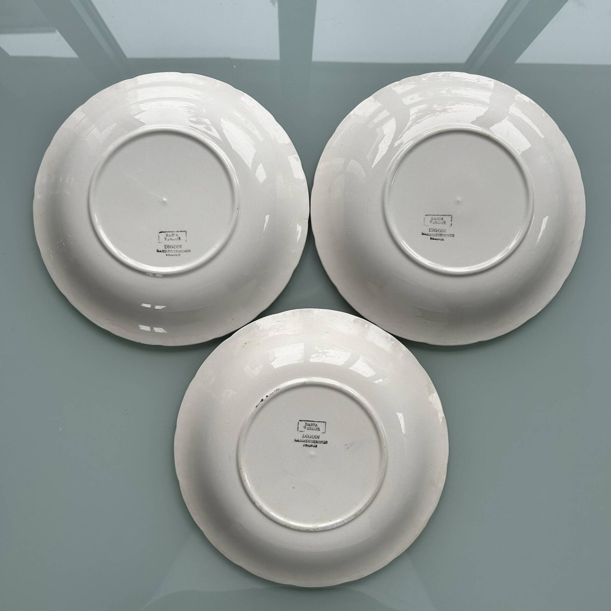 Trio d’assiettes palmes Digoin