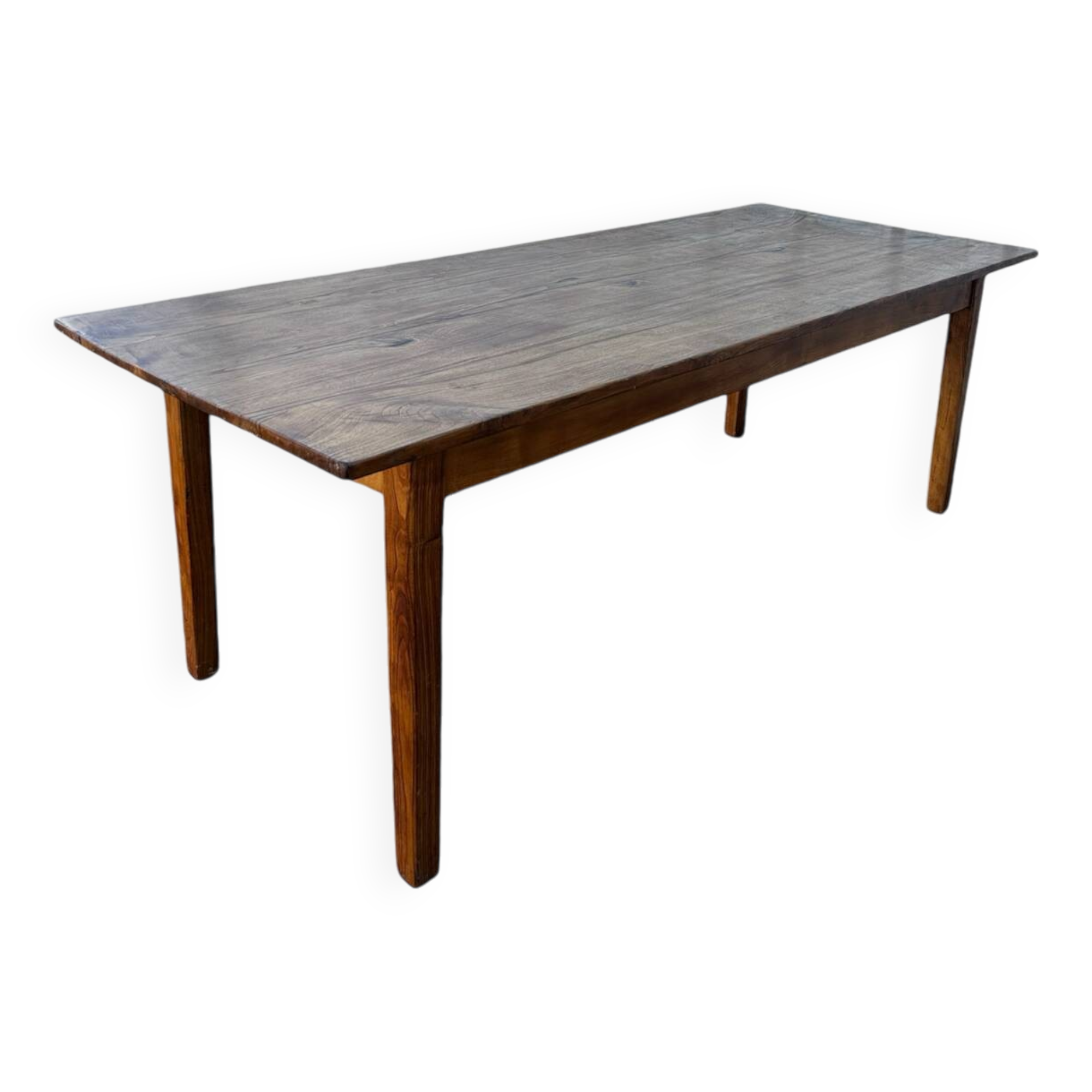 Large 19th century solid elm farmhouse table