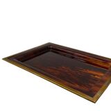 Hollywood regency brass and tortoiseshell lucite tray, Italy 1970s