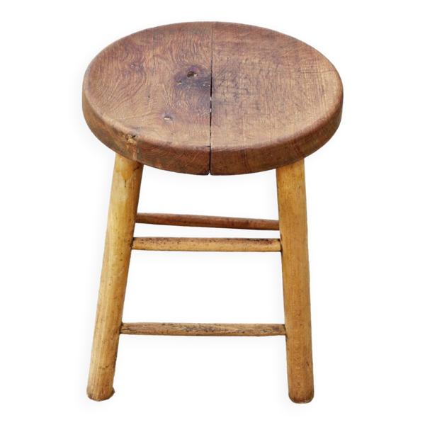 Tabouret vintage en chéne de la maison hurel paris 1960