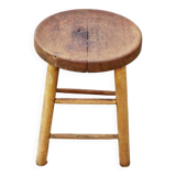 Vintage oak stool from maison hurel paris 1960