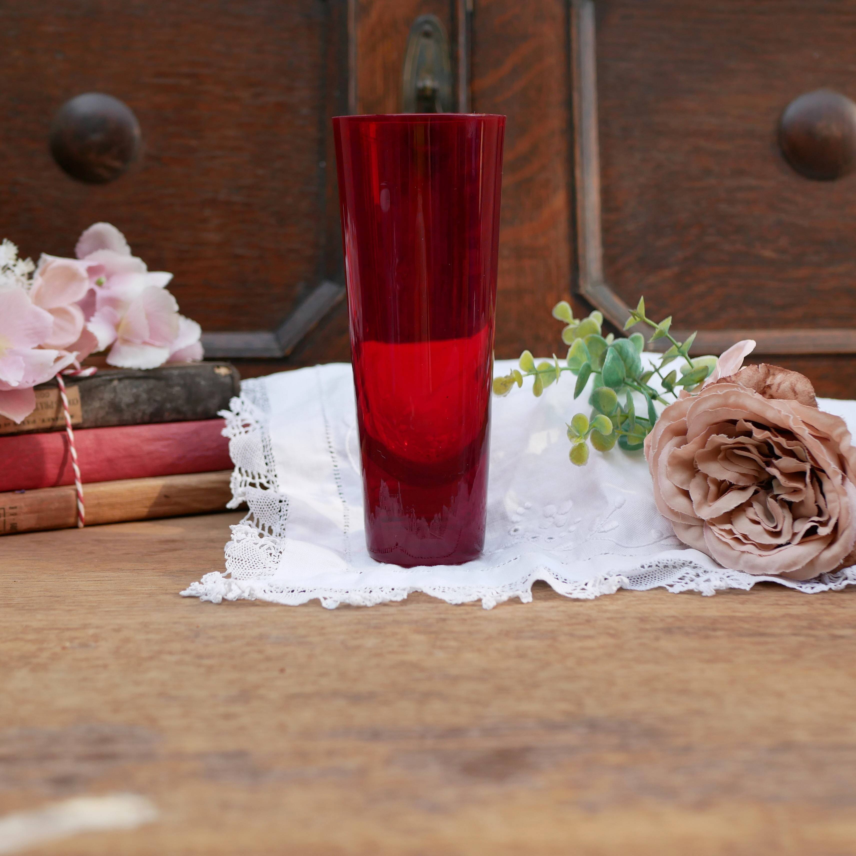 Four handmade colored tall glasses