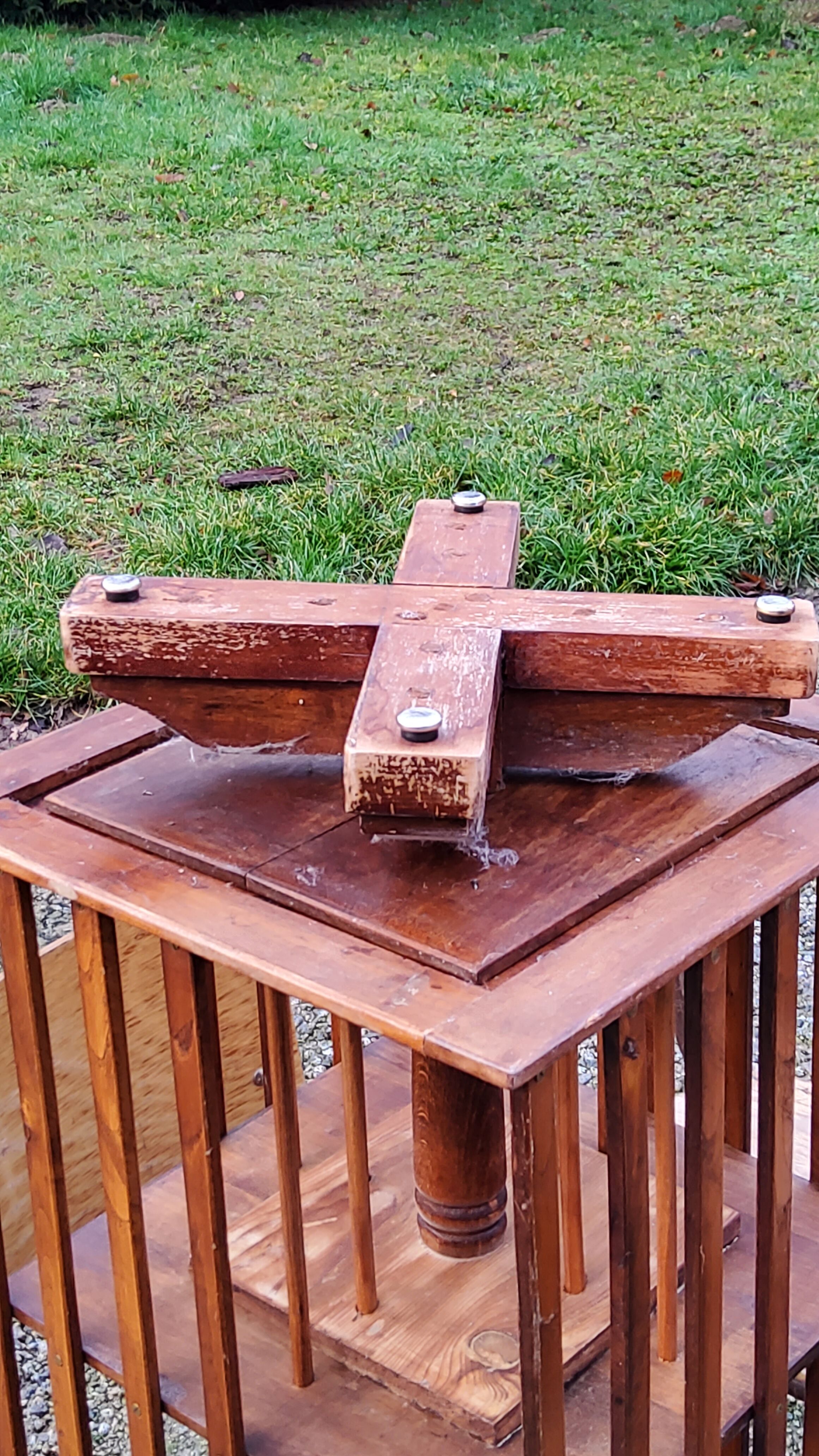 Art Deco style revolving bookcase in walnut and oak