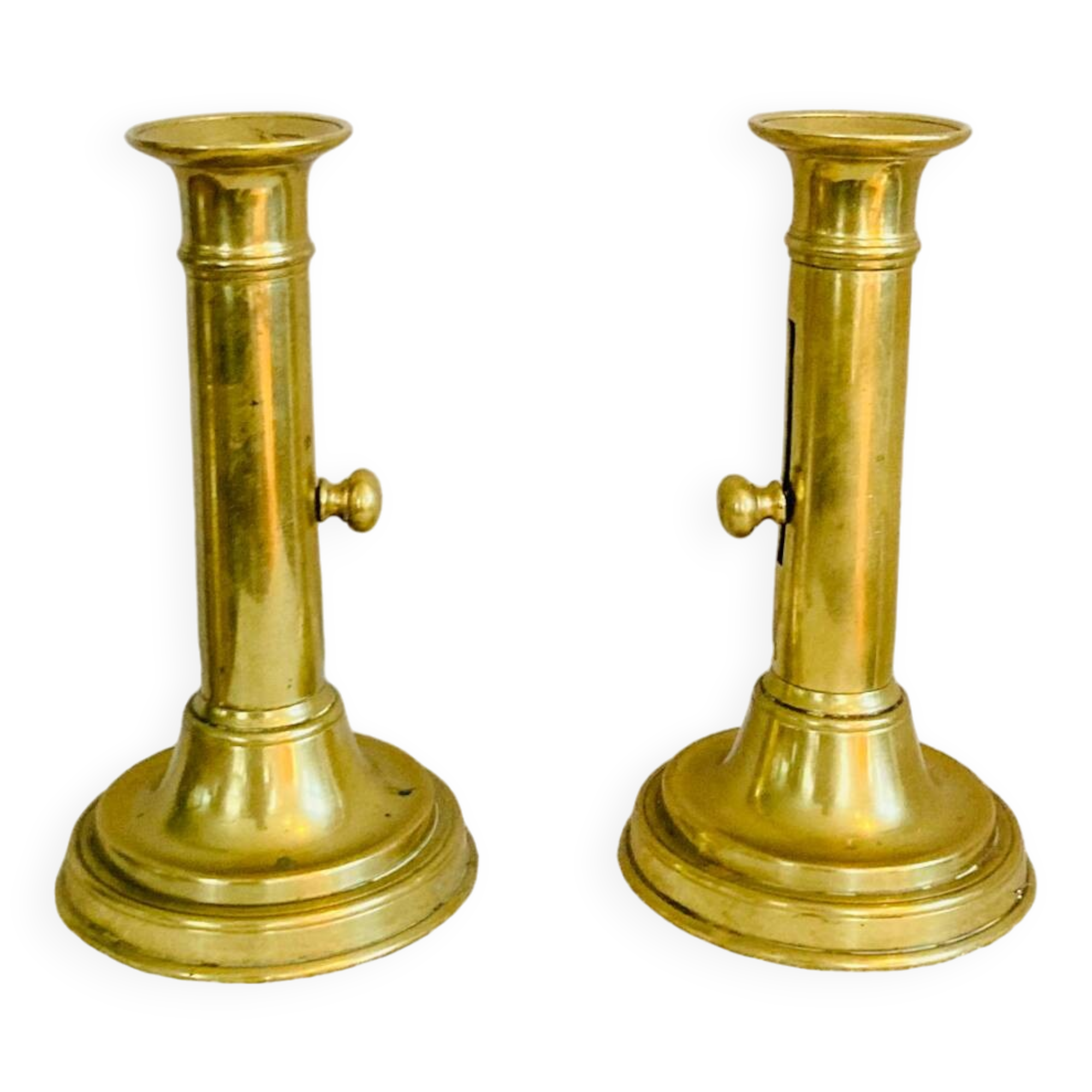 Pair of Louis Philippe candlesticks from the 19th century in solid brass
