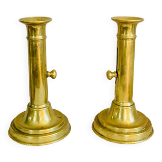 Pair of Louis Philippe candlesticks from the 19th century in solid brass