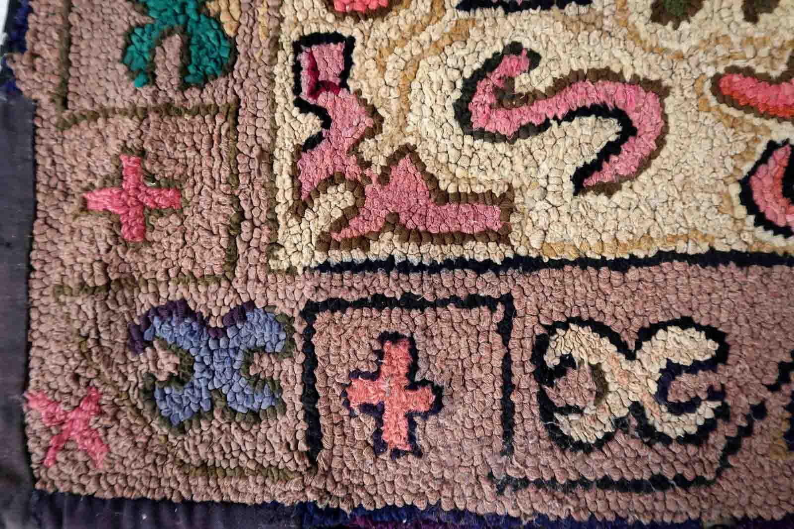 Handmade American Hooked Antique Rug 76cm x 175cm 1880s