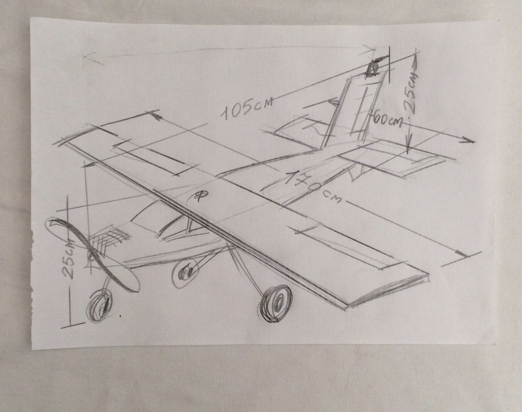 Model airplane circa 1980 years with gasoline engine in plastic dimension H-25cm- L-105- Pr-170