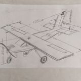 Model airplane circa 1980 years with gasoline engine in plastic dimension H-25cm- L-105- Pr-170