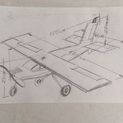 Model airplane circa 1980 years with gasoline engine in plastic dimension H-25cm- L-105- Pr-170
