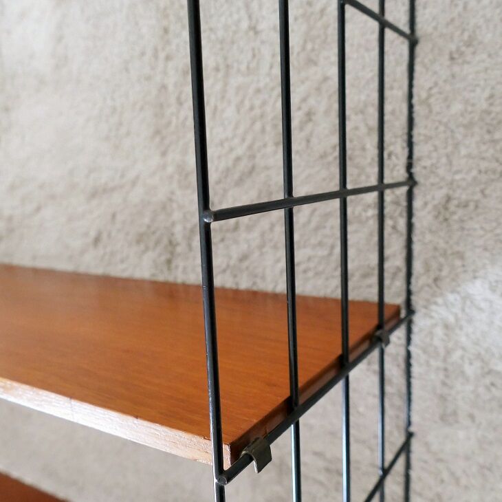 Wooden and metal wall shelf