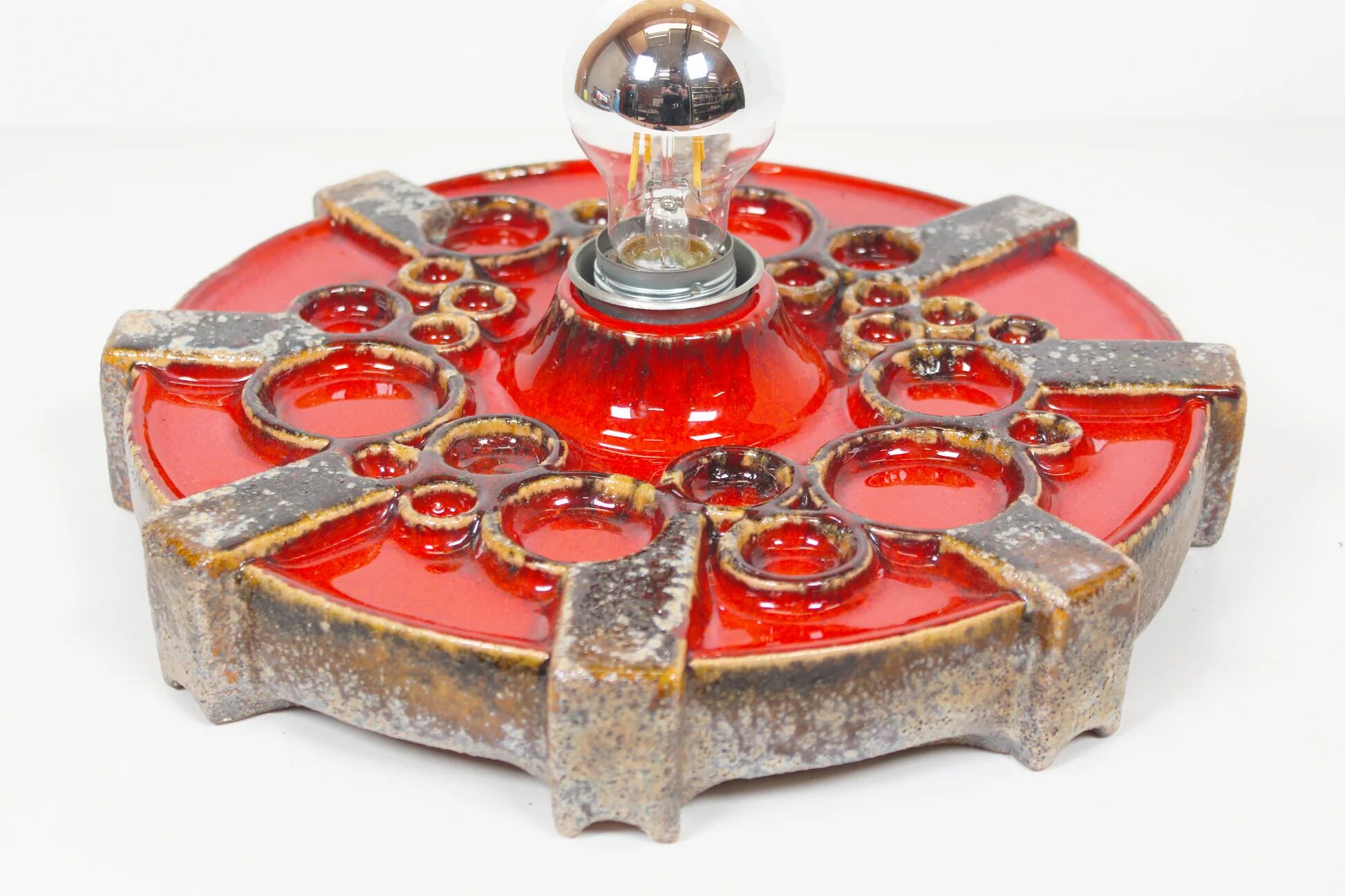 Vintage 1970s ceramic 'Fat Lava' style wall light by Hustadt Leuchten