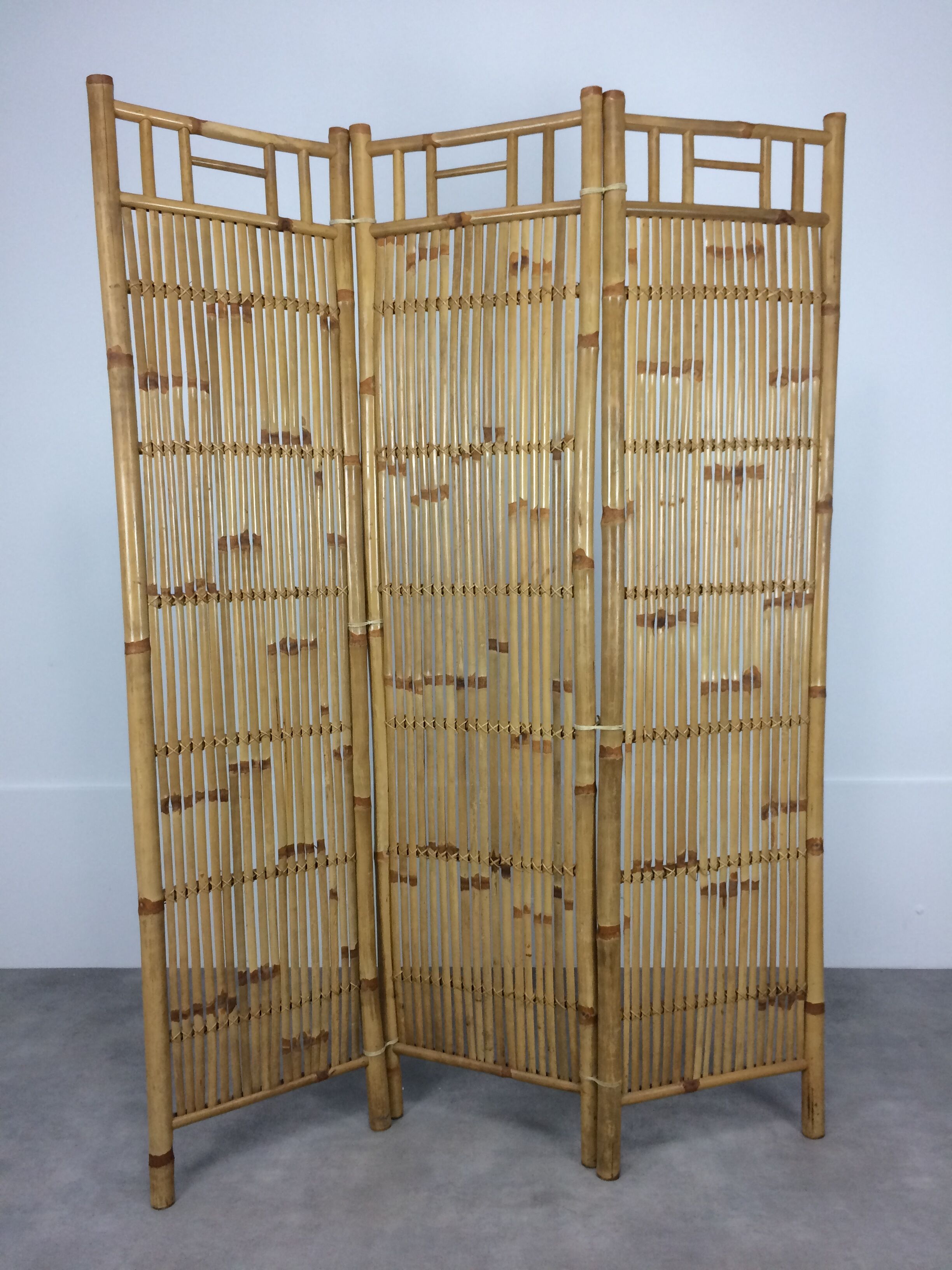 Vintage Bamboo Room Divider 3 Panels
