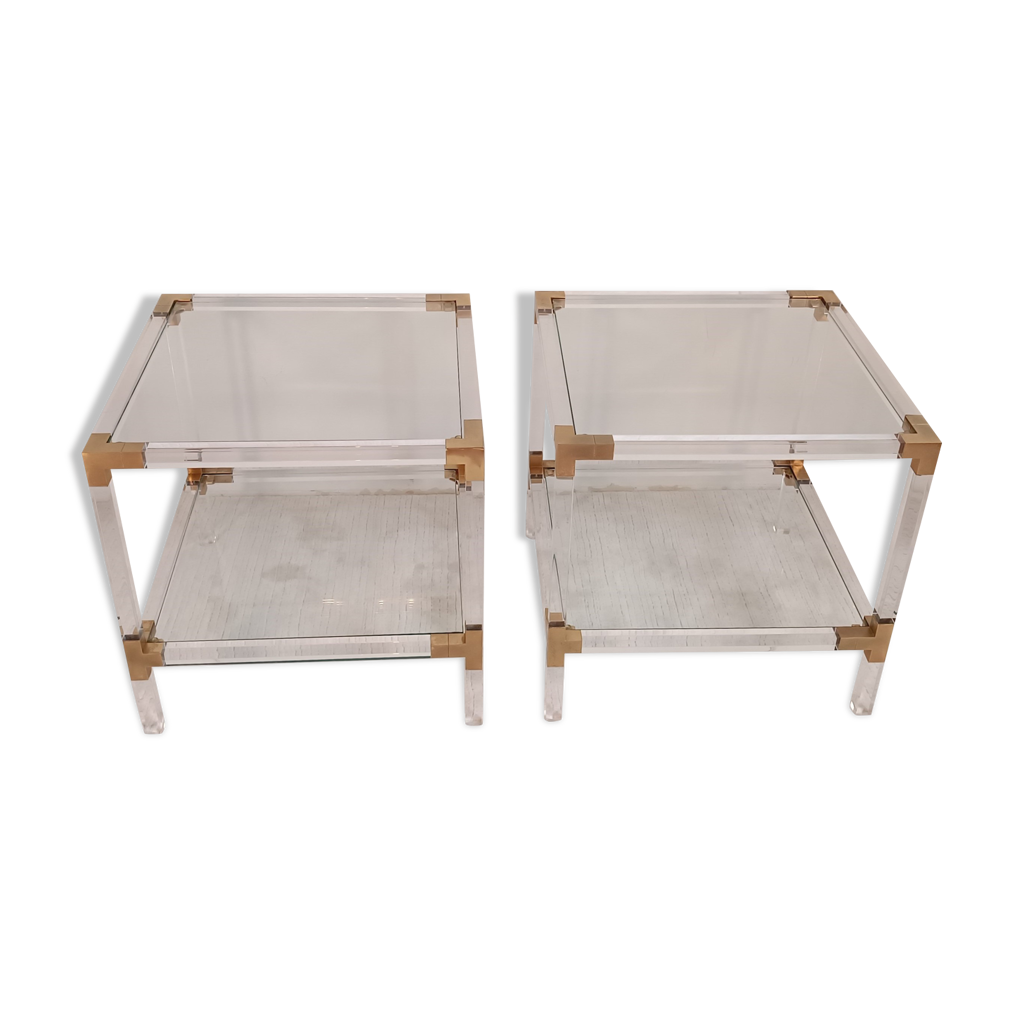 Bout de canapé table basse en plexiglas Hollywood Regency 1980 | Selency