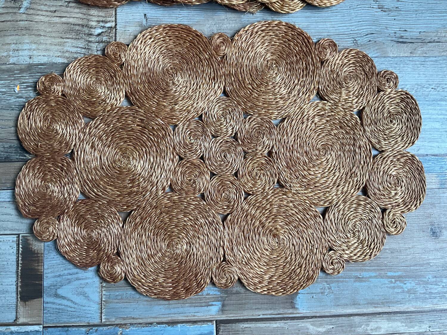 Series of 6 vintage woven placemats