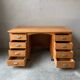 Bureau Vintage en Chêne avec 8 Tiroirs