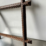 Antique wooden hand carved zigzag pattern frame 28.5 cm x 25 cm