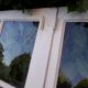 Glass window h141xl263 in oak 4 leaves