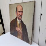 Portrait of grandfather, oil on canvas, L. Lambert, vintage