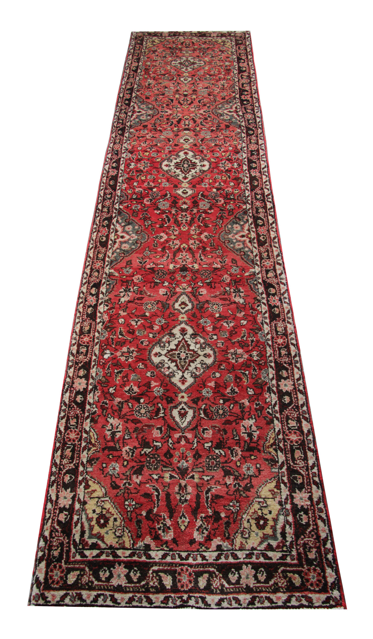 Traditional persian runner rug long red wool oriental carpet-83x495cm