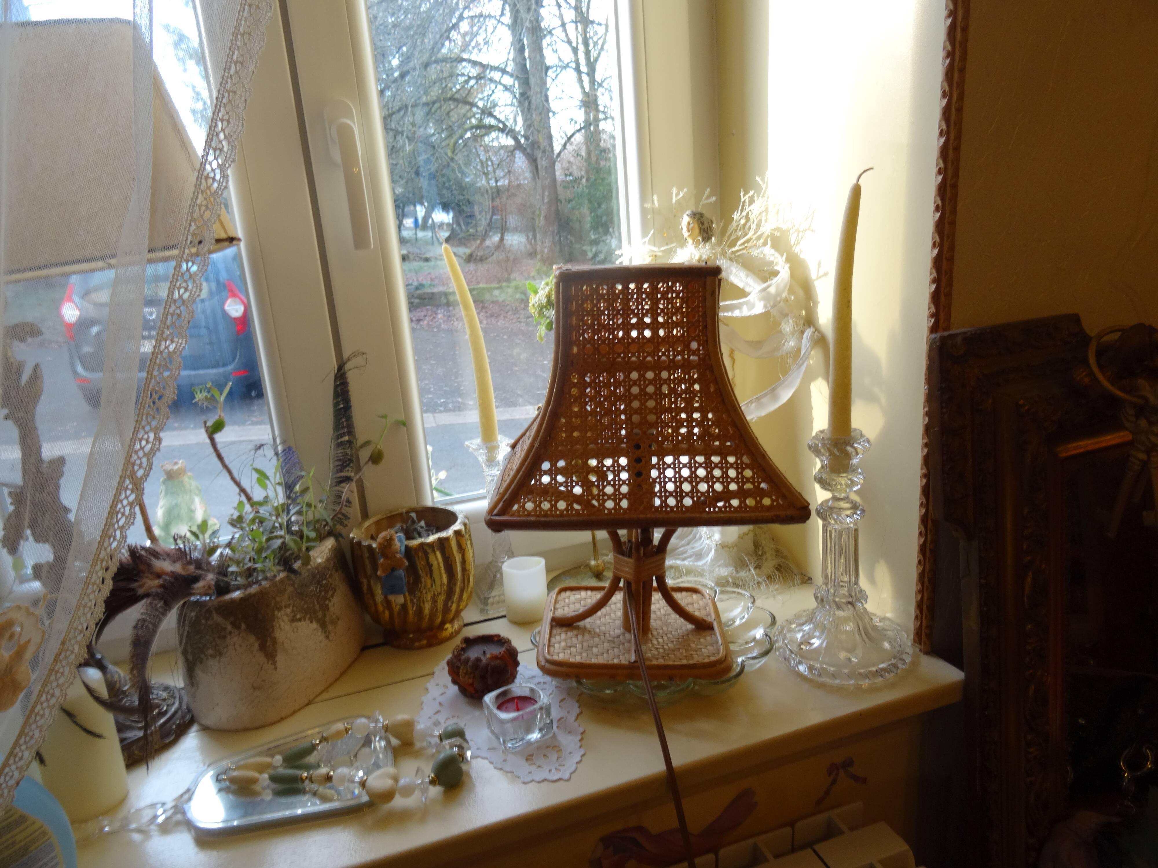 Vintage rattan and wicker lamp