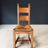 Handcrafted Oak and Rush Dining Chairs, Belgium, 1960s, Set of 6