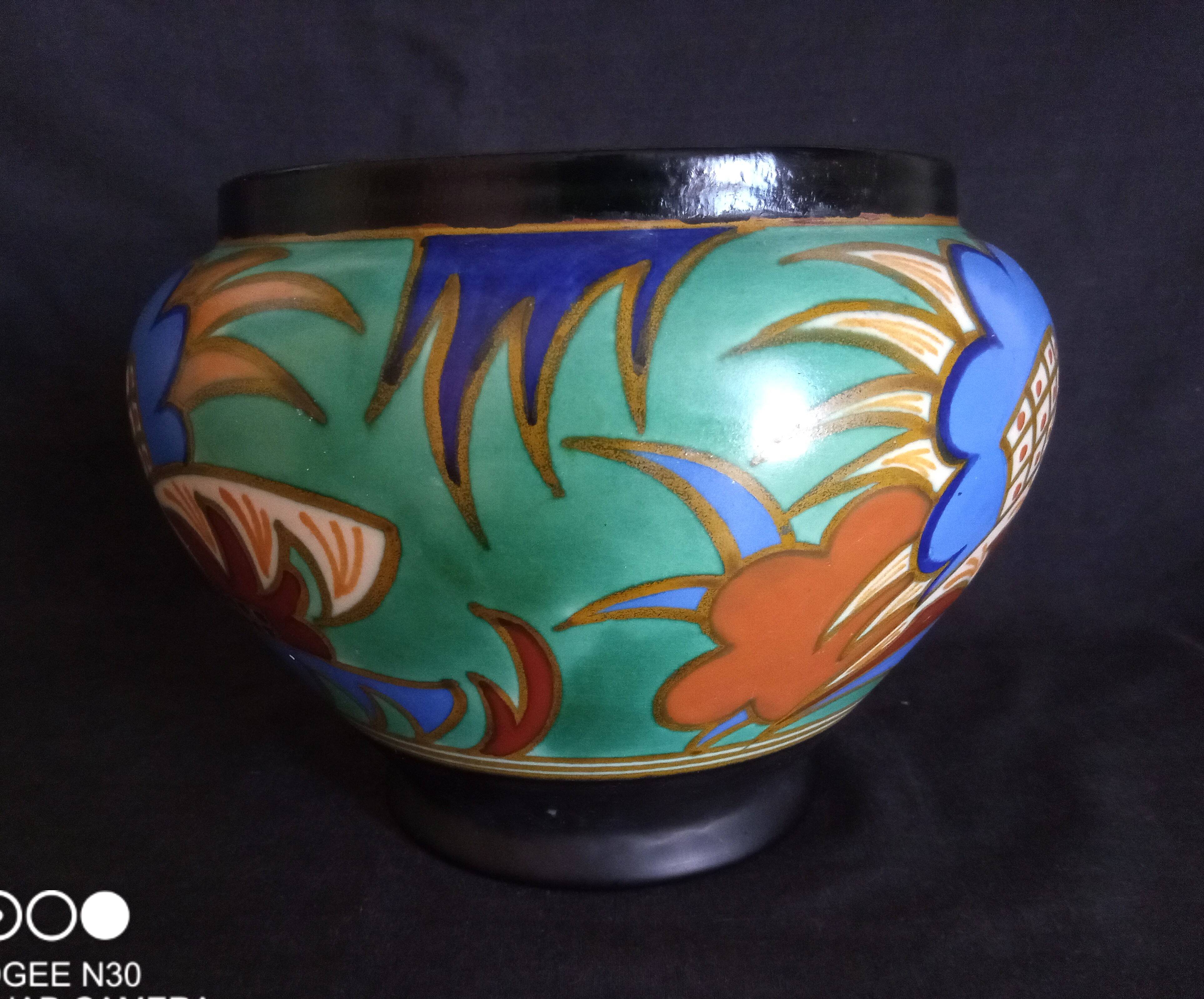 Large Gouda Vase, Art Deco geometric patterns, 1920s