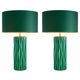 Pair of table lamps in crackled green ceramic and patinated brass finish.