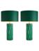 Pair of table lamps in crackled green ceramic and patinated brass finish.