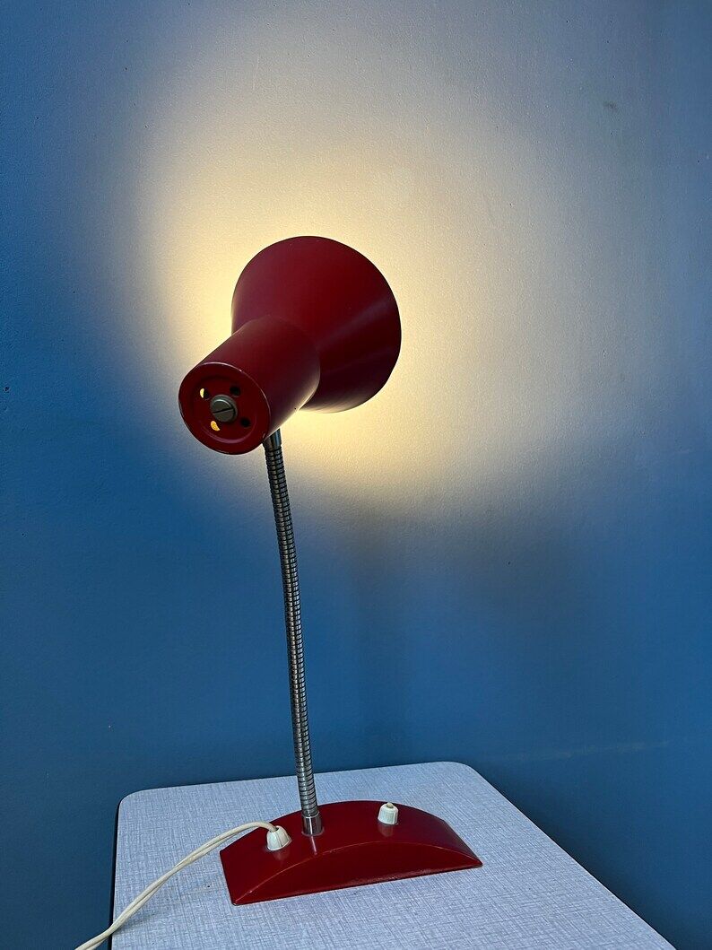 Flexible desk lamp vintage space age red