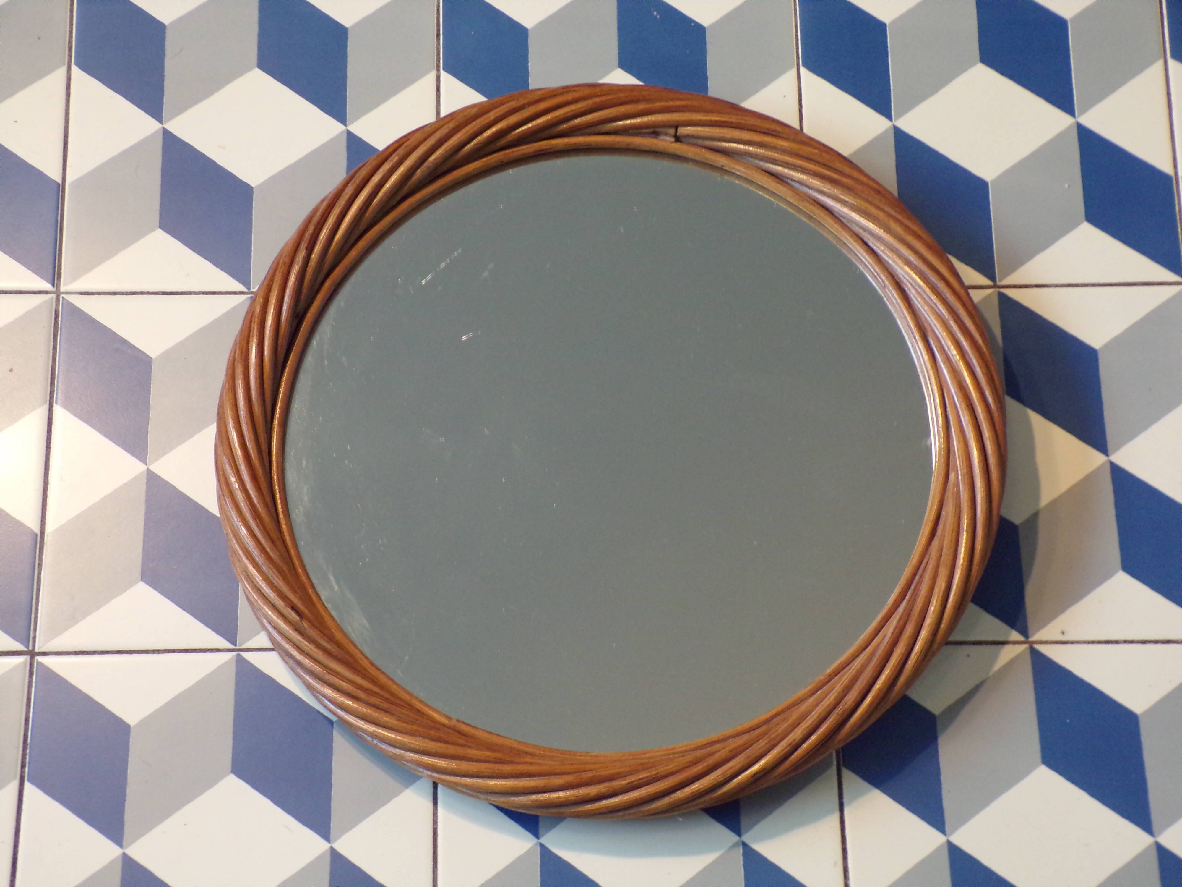Round rattan mirror Ø40cm
