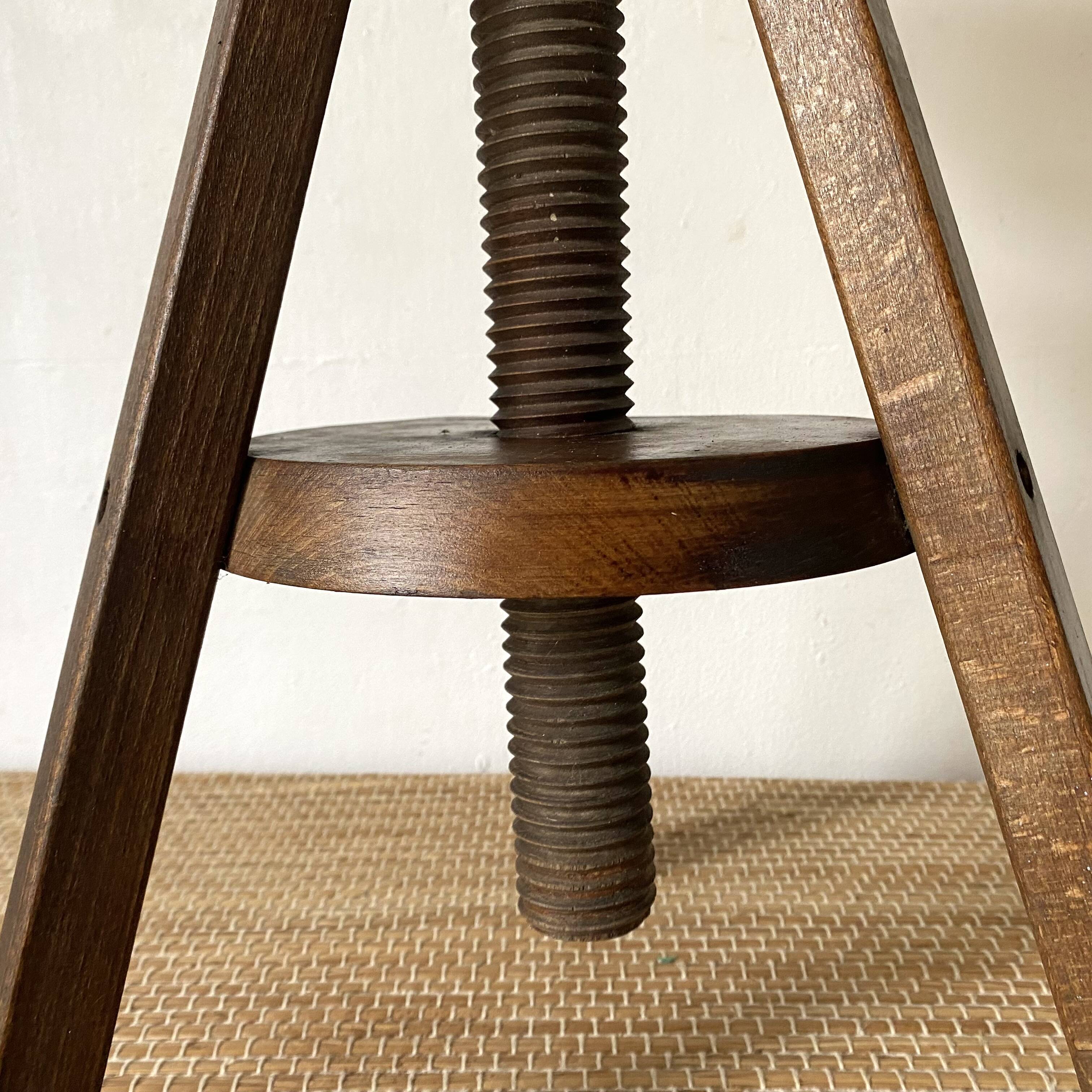 Vintage wooden screw stool