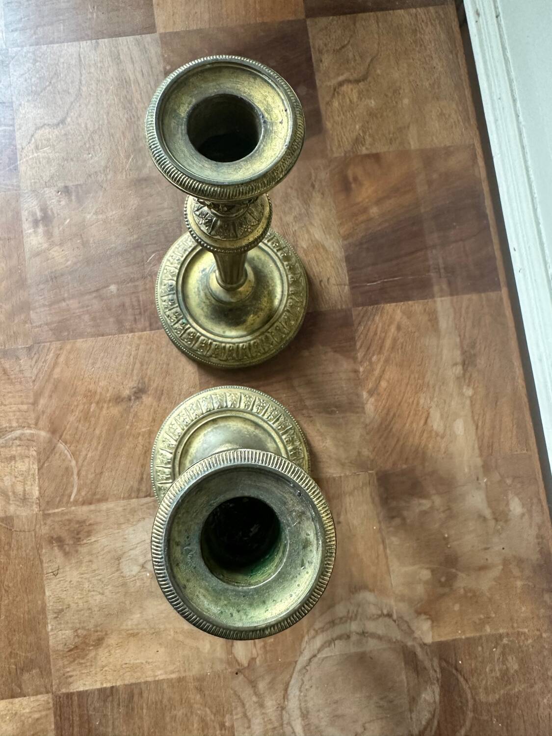 Pair of bronze candlesticks