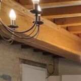 Pair of matte metal chandeliers