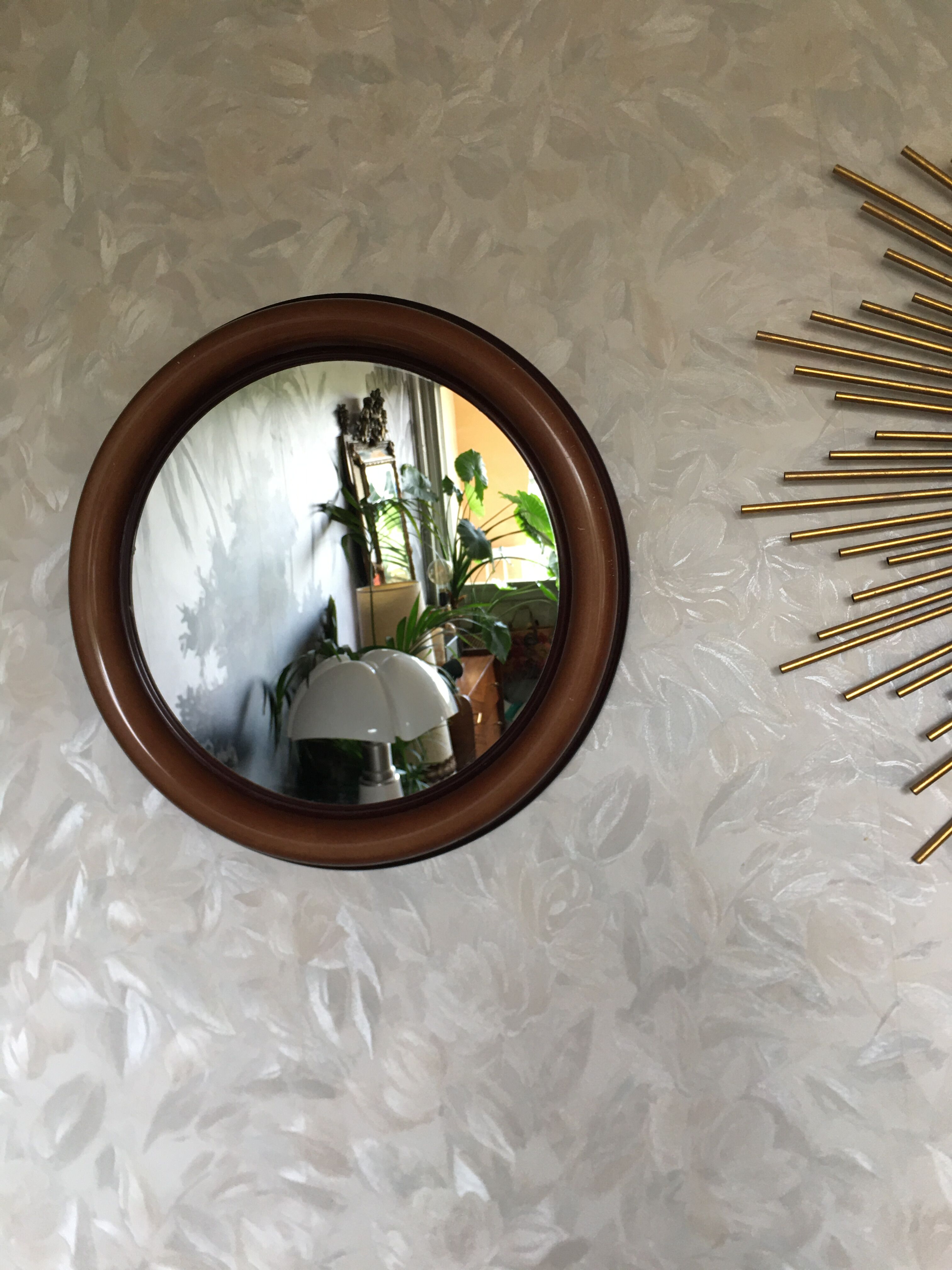70s round mirror 53cm