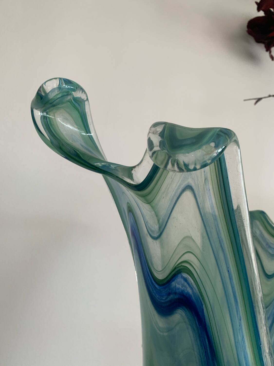 Vase vintage en verre de Murano bleu