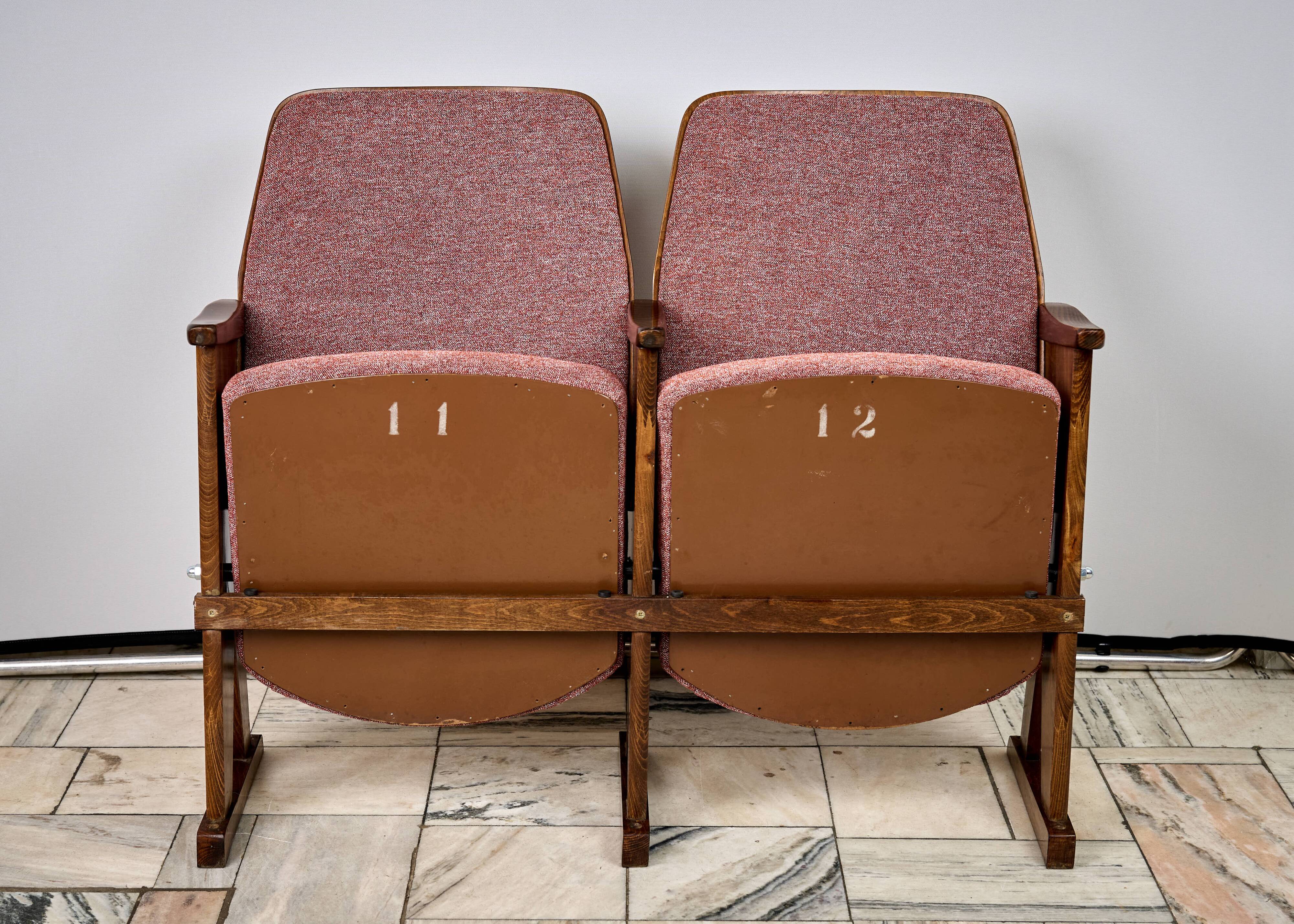 Vintage Red Folding Cinema Chairs, 1970s Czechoslovakia