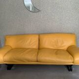 Yellow leather sofa by Tito Agnoli at Poltrona Frau