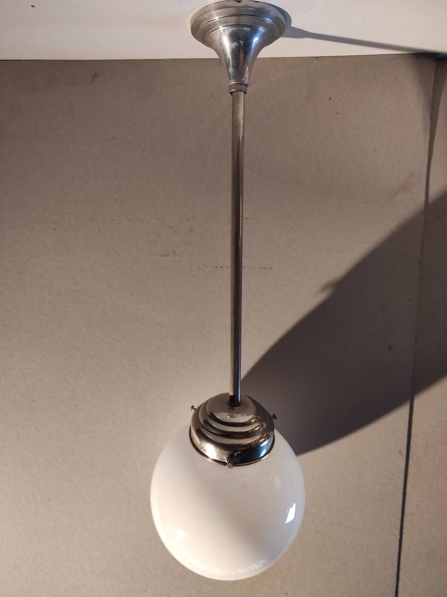 Art deco ball opaline white type brewery lamp