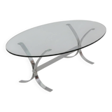Glass and steel coffee table – 1970s modernist design