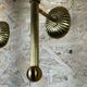 2x 60s 70s lamp light wall lamp glass & brass space age design