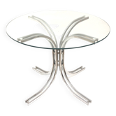 Round glass vintage Italian design dining table from the 1970s